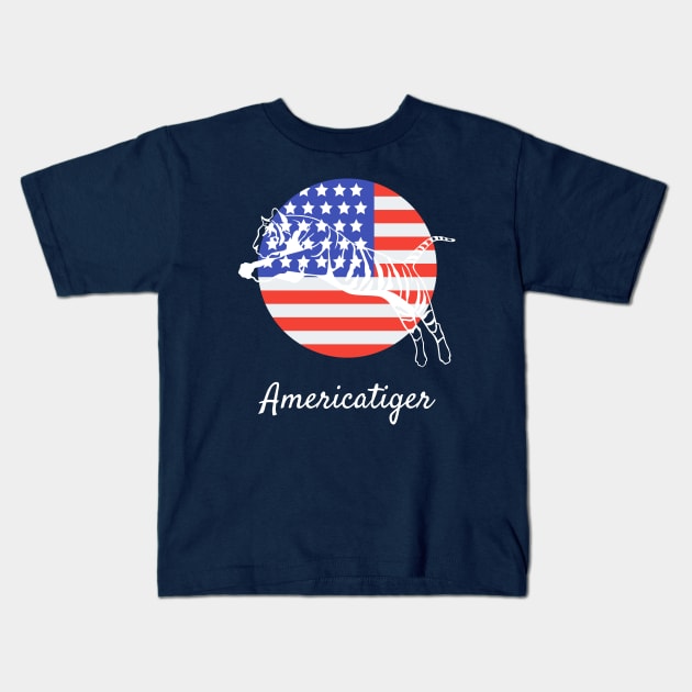 4th of July Happy independence day American tiger Kids T-Shirt by NAGANIES